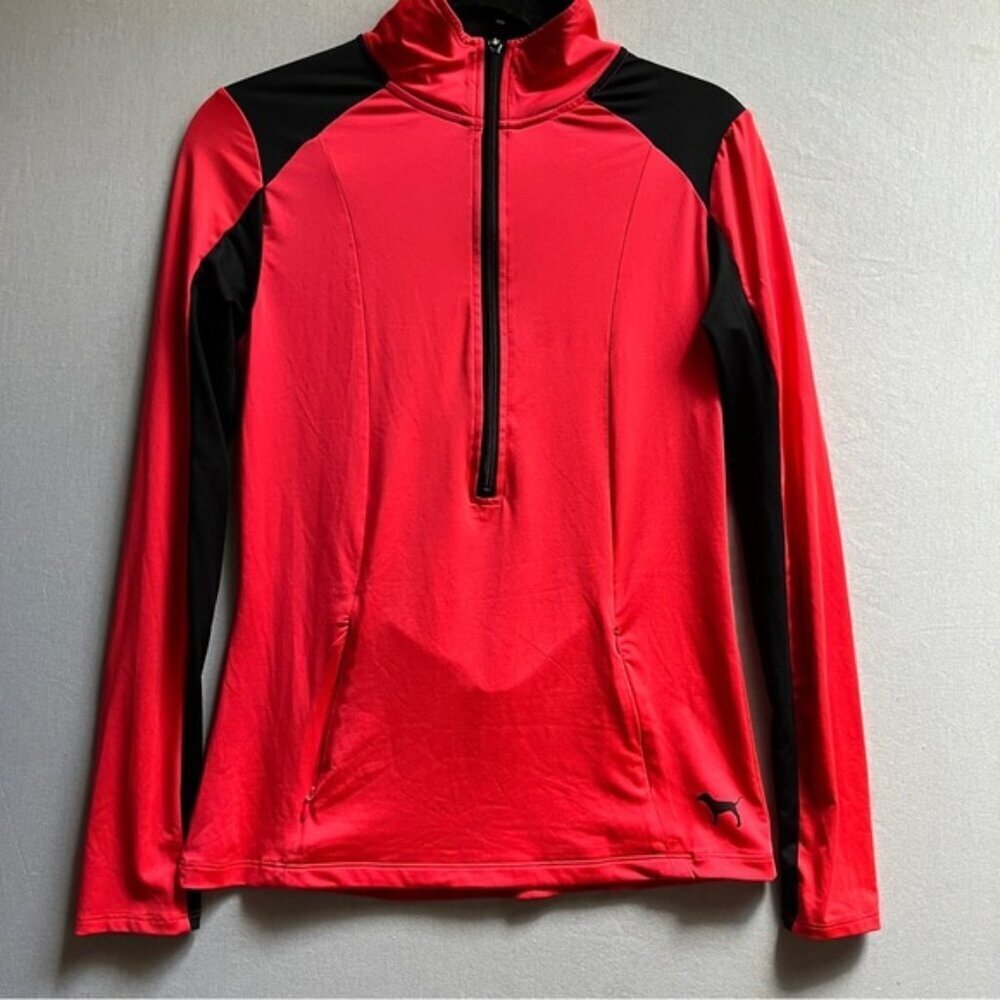 Pink Victoria’s Secret 1/2 zip running track warm up top Sz S